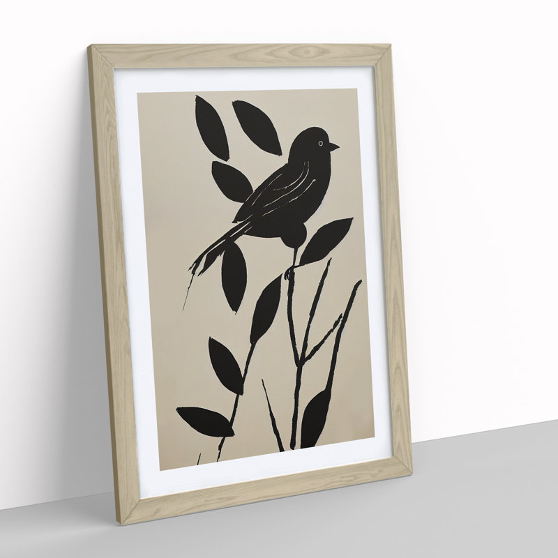 Silhouette of a Bird - Framed Print, 34cm H x 25cm W x 2cm D, Oak Framed