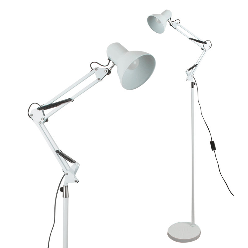 156 H cm Swing Arm Floor Lamp, White