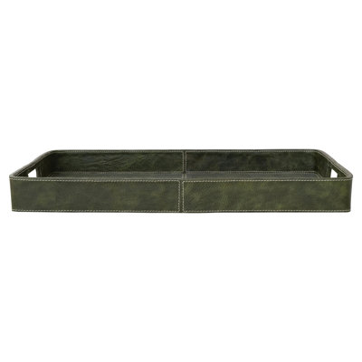 Decorative Leather And Suede Tray With Handles