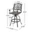Tabouret de bar pivotant en fonte d'aluminium durable avec hauteur réglable et sièges confortables, parfait pour une utilisation intérieure et extérieure.