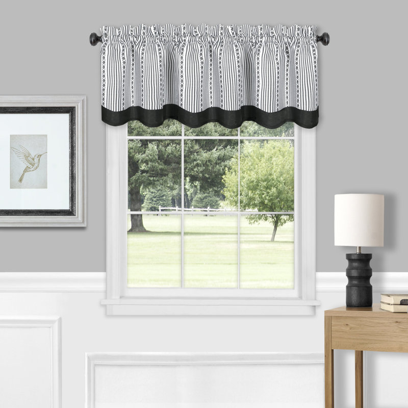 Rideau de cuisine rayé festonné 58 ", Blanc, l 58 po x L 36 po