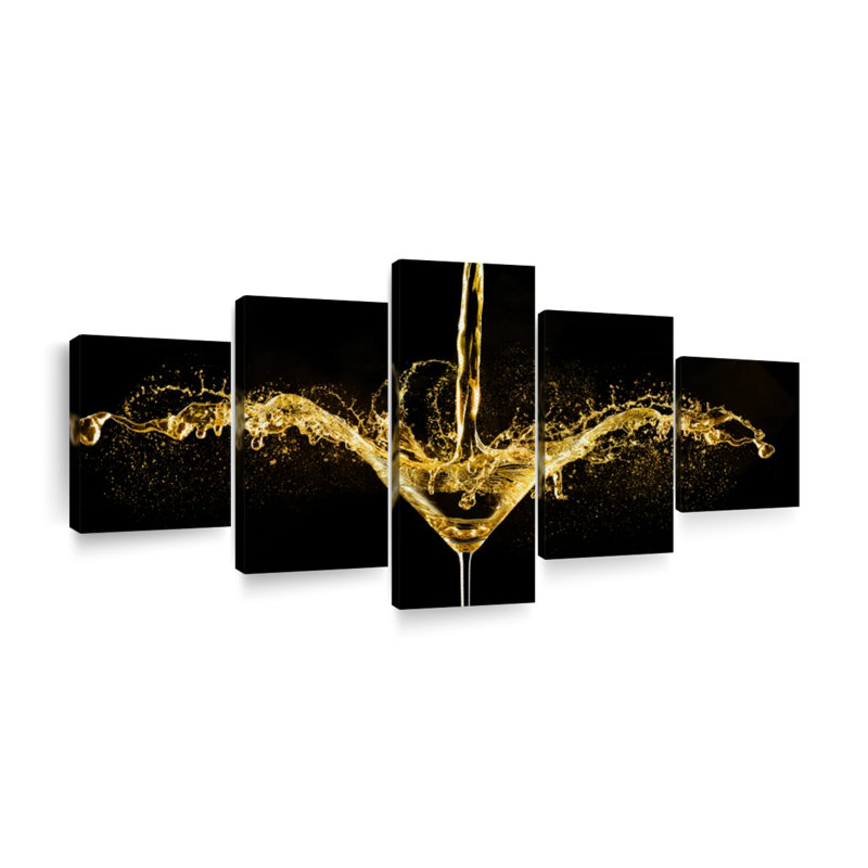 " Martini Splash " 5 - Pieces, 74" H x 34" W x 1.25" D