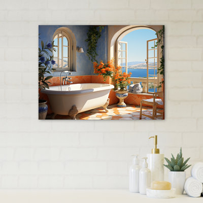 Orange Mediterranean Bath Tranquility 4 - Bathroom Wall Art