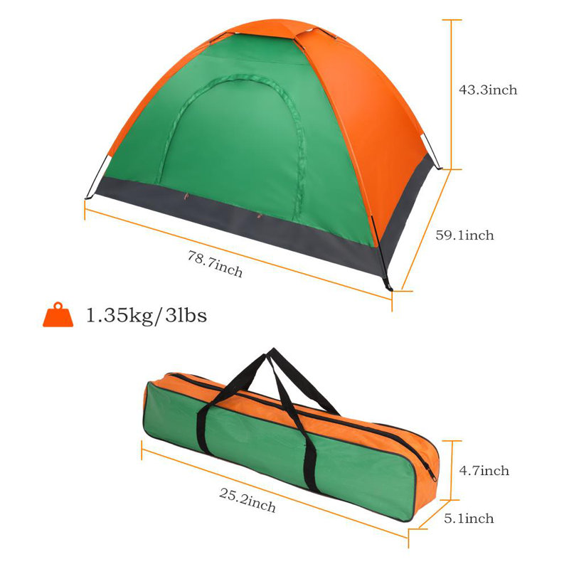 Tente d'extérieur imperméable pour 2 personnes avec sac de transport