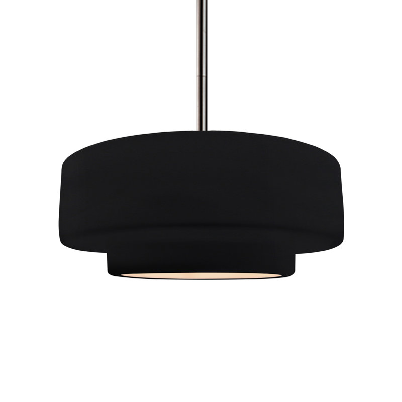 Luminaire suspendu à 1 lumière Meydan, Noir brillant / blanc mat, H 5,25 po x l 14,5 po x P 14,5 po, Nickel brossé