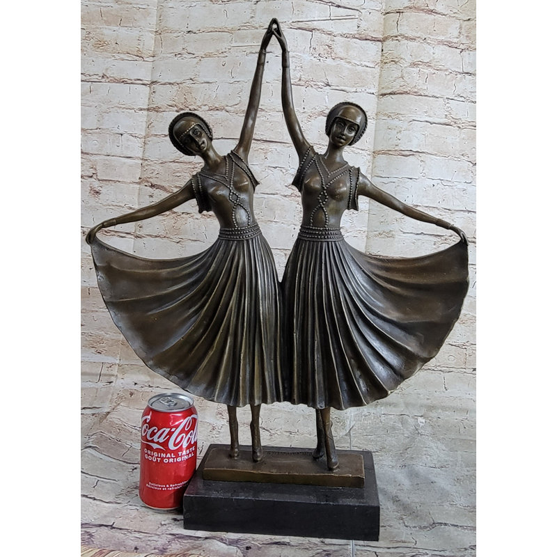 Statue Chiparus Gemini, danseurs russes, art déco sur base de marbre