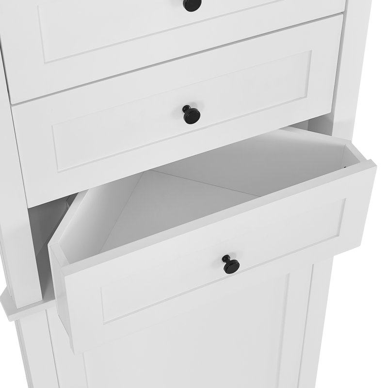 White Tall MDF Bathroom Cabinet with Adjustable Shelves and Drawers