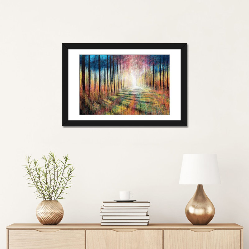 « matinée lighting trees », impression sur toile, H 16 po x l 24 po x P 1 po, Papier d'art encadré noir