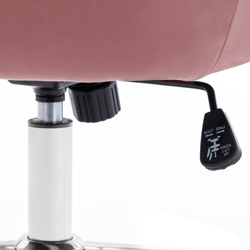Chaise de bureau en velours Zurich, Rose, Chrome
