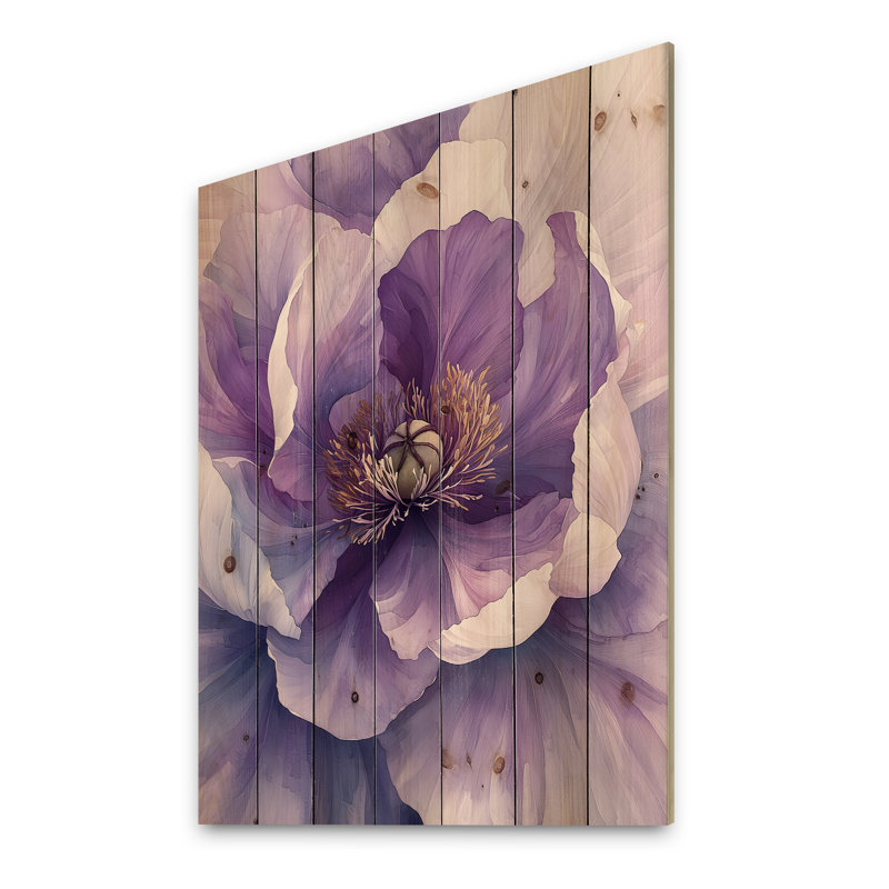 Pivoine douce lavande douce étreinte I - décorations murales en bois pivoines - sur bois de pin naturel
