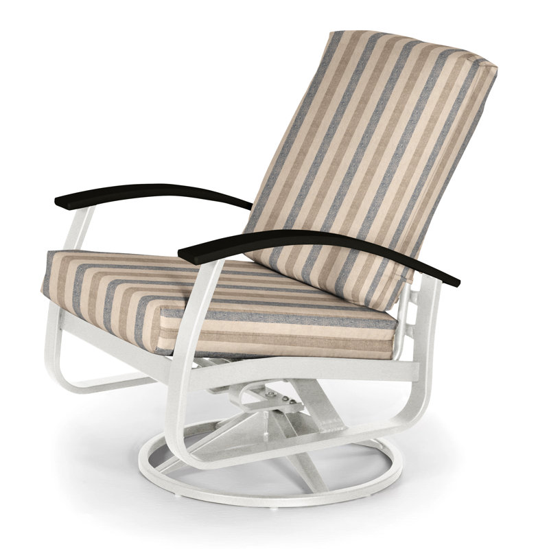 Belle Isle Outdoor Swivel Lounge Chair, Black P70, Cast Slate Sunbrella® Plainweave, Textured Snow
