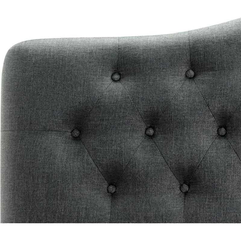 Linen Upholstered Headboard-Modern-Adjustable Height-Button Tufting, Full, Black