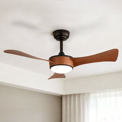 Kemp 42" Modern 3-Blade Brown Ceiling Fan with Light Kit/Remote, Insert DC Reversible for any Modern Room