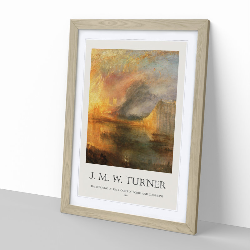 Burning of the Houses of Commons by Joseph-Mallord William Turner - Picture Frame Art Prints, 36cm H x 27cm W x 2cm D, Oak