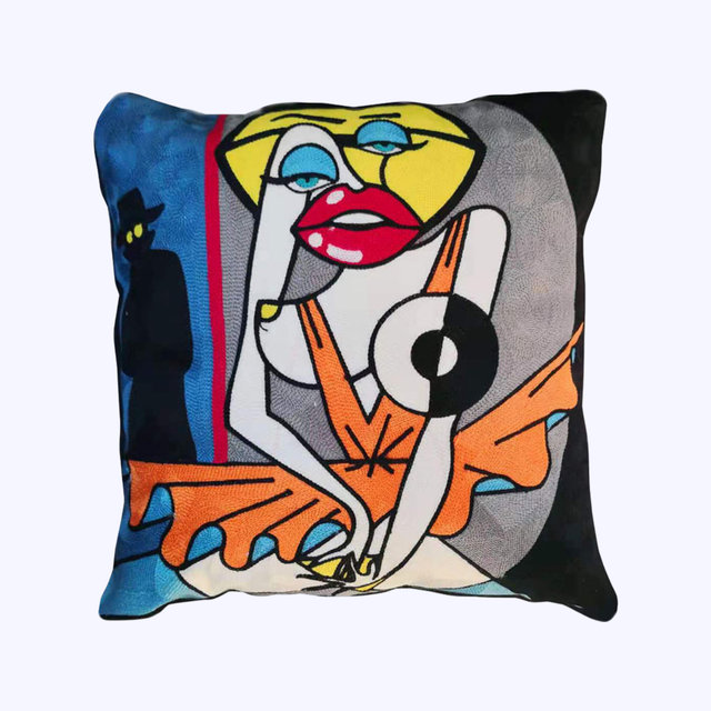 Housse de coussin décorative 18 x 18, Bleu/gris/noir