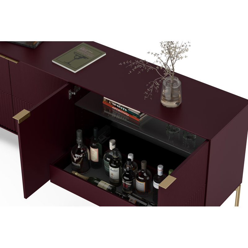 Zig 79.5'' W Credenza, Merlot/Brushed Brass