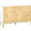 Buffet en bois naturel - 3 portes avec ornementation, tablette réglable et pieds en métal