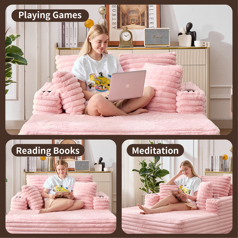Upholstered Chaise Lounge, Pink