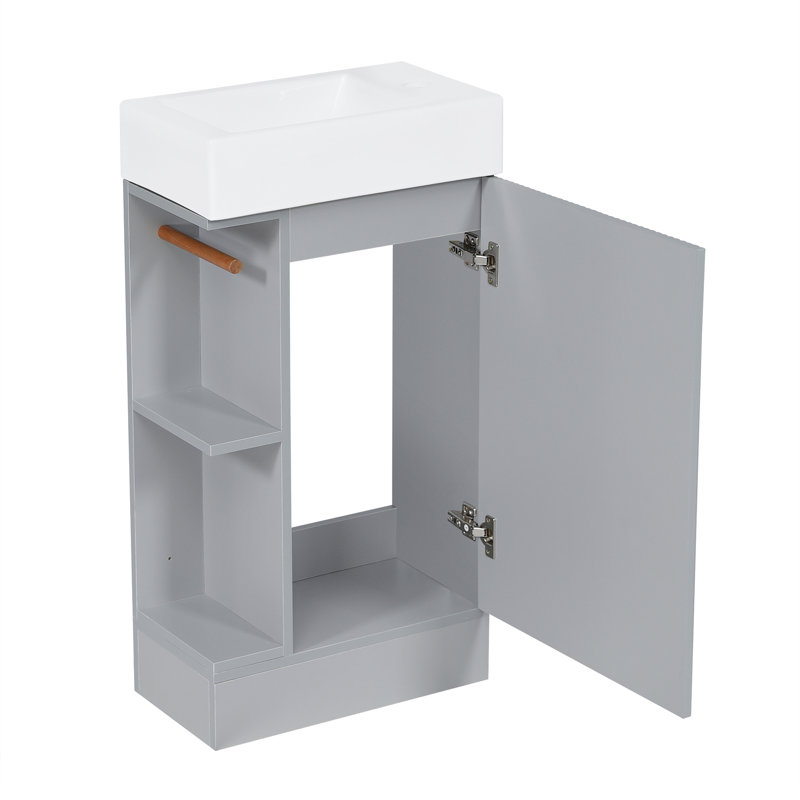 Freestanding Bathroom Cabinet, 46cm, Grey