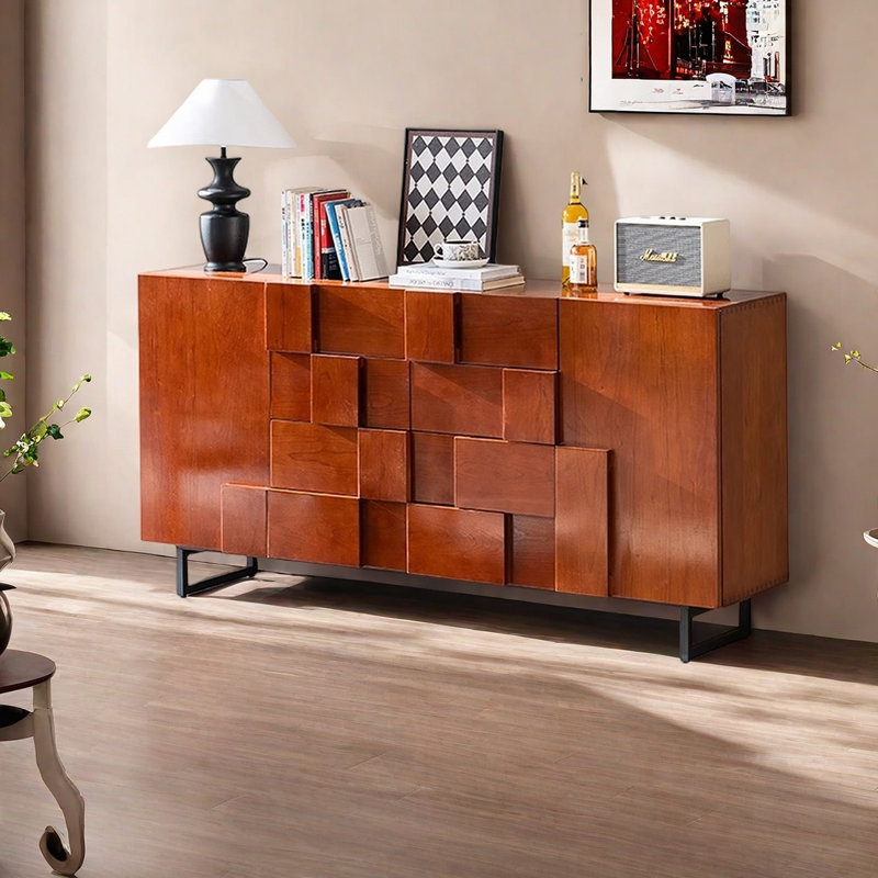 Nordic-style solid wood multi-functional sideboard, 23.62" H x 62.99" W x 15.75" D