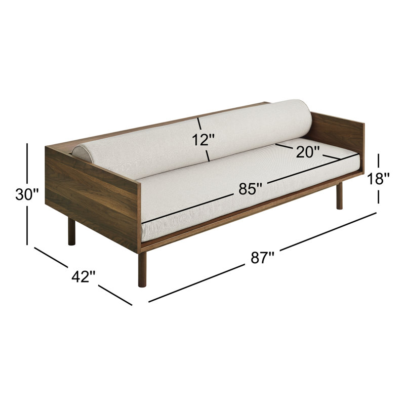 Souvenir Sofa, Walnut, Irving Gray Blue Stripe