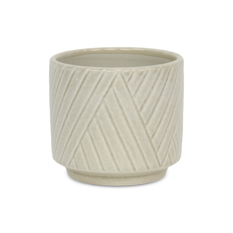 Pot de fleurs en céramique fabriqué à la main Kettering, Blanc, H 5,25 po x l 6 po x P 6 po