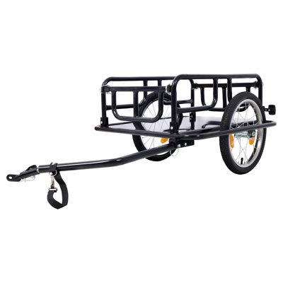 Foldable Steel Bike Cargo Trailer with Universal Hitch for Bicycle Transport