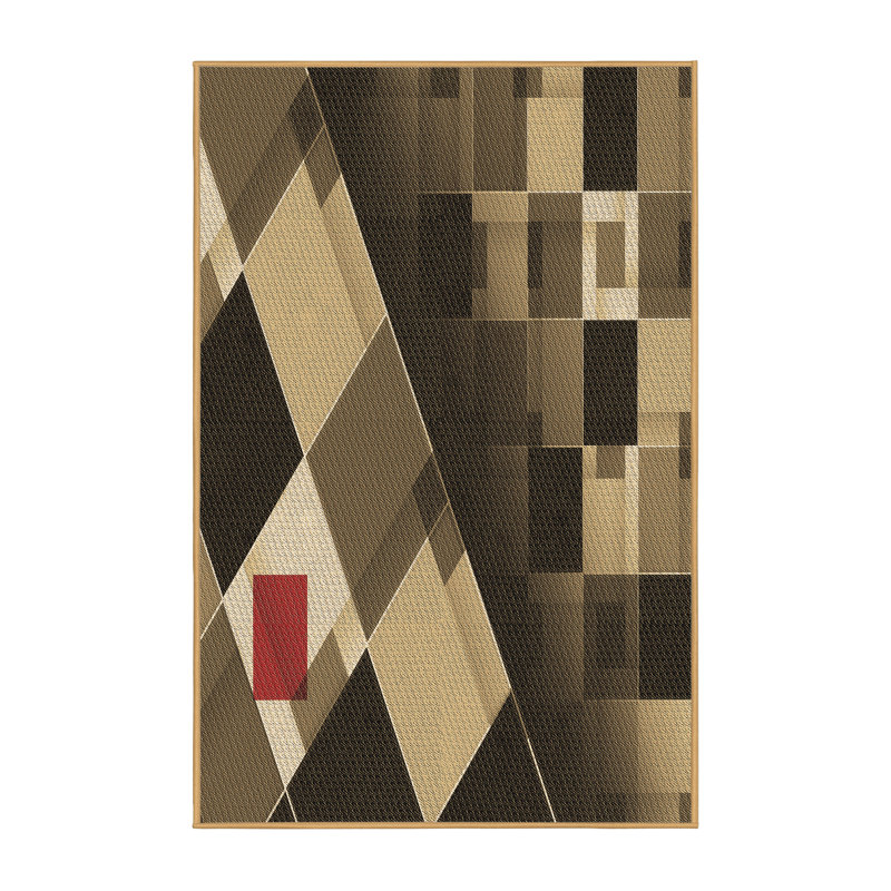Tapis brun/noir en laine géométrique, Rectangle 8 pi x 12 pi