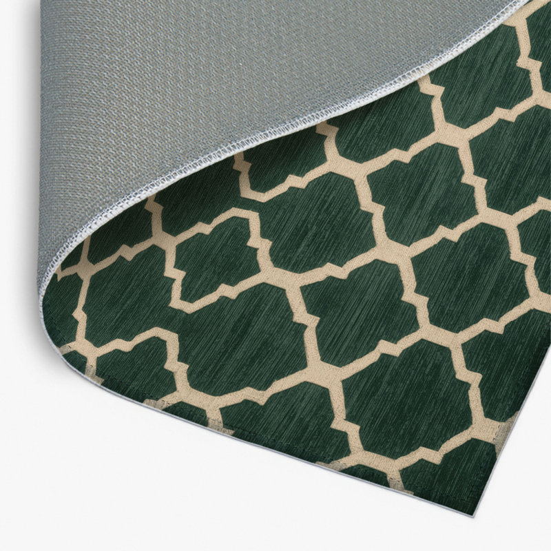 Trellis Green Indoor and Outdoor Area Rug, Rectangle 2' x 3'