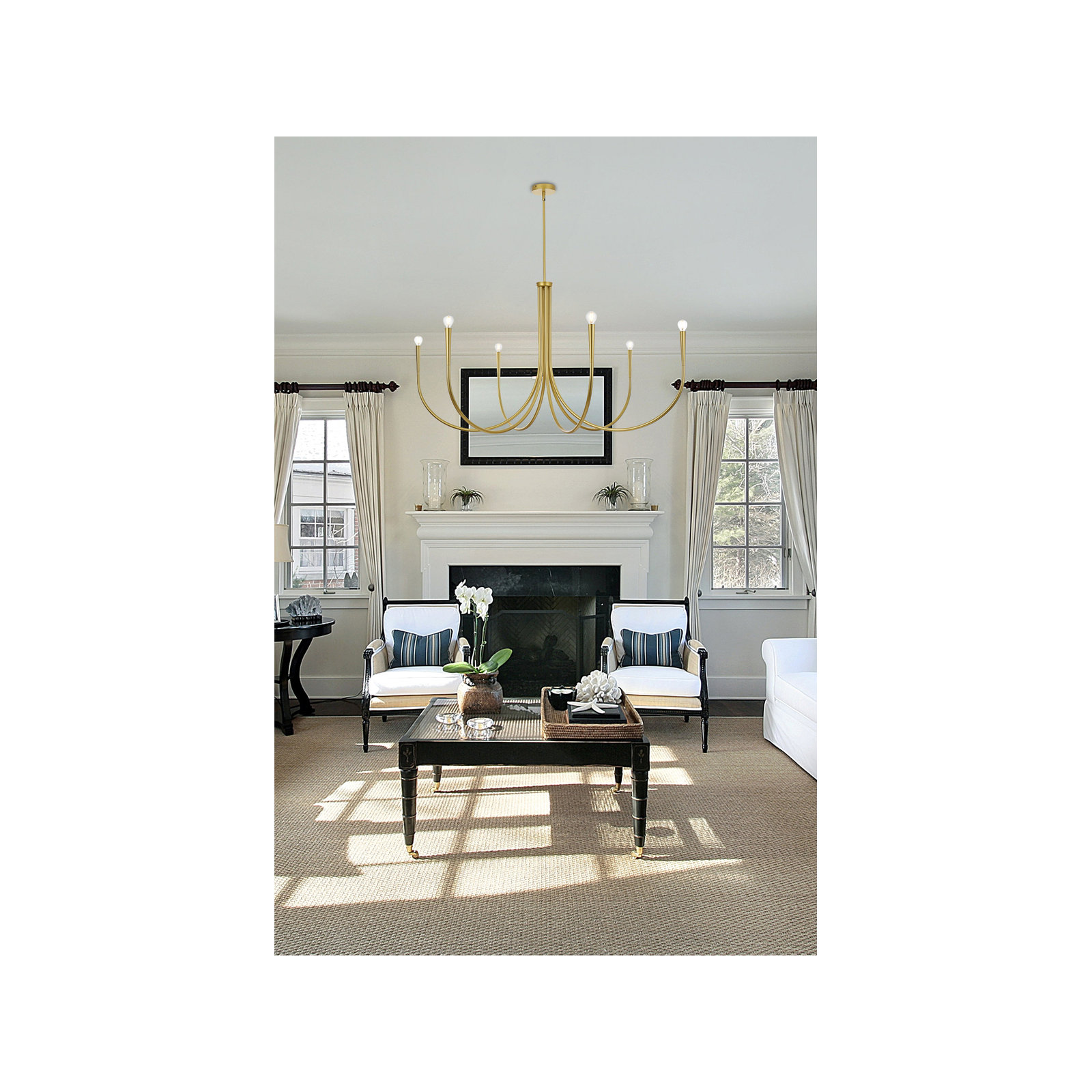Catalena 6 - Light Dimmable Classic/Traditional Chandelier, Brass, 28" H x 55" W x 55" D