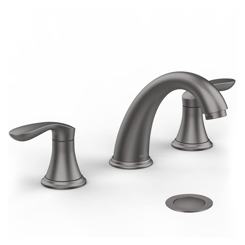 Bathroom Sink Faucet, Faucet For Bathroom Sink, Widespread Brushed Gold Bathroom Faucet 3 Hole, Silver Gray