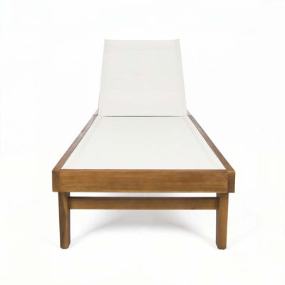 Outdoor Wood Frame Chaise Lounge with Mesh
