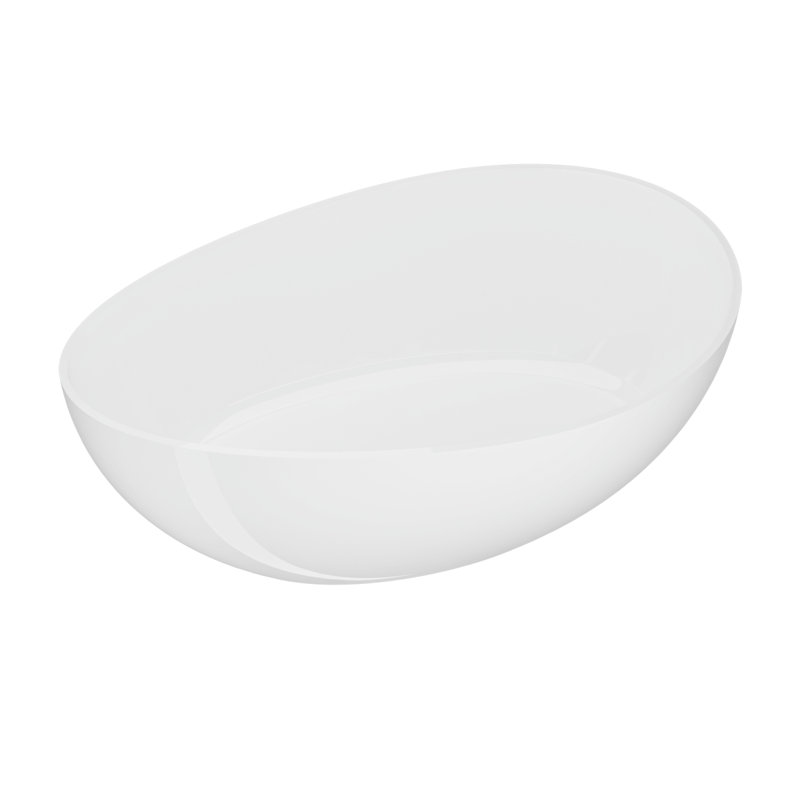 Baignoire autoportante 63 "avec trop-plein et bonde escamotable 63", Blanc lustré
