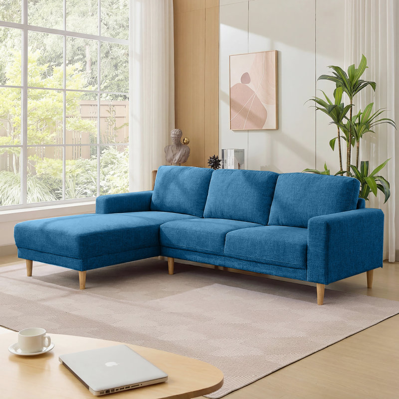 2-Piece 90" Upholstered L-Shaped Chenille Corner Sofa , Blue