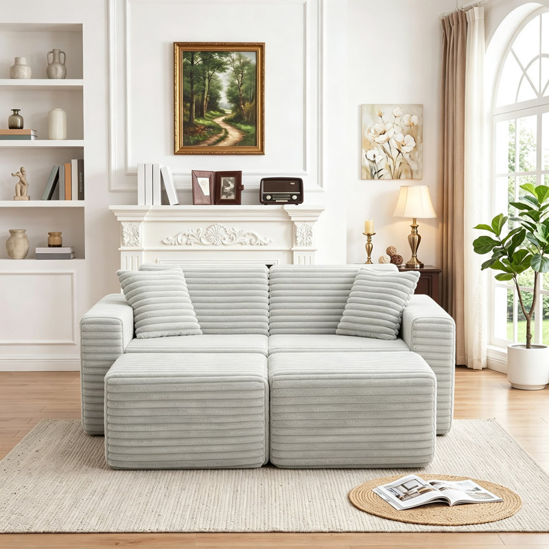 Canapé modulaire rembourré en flanelle de fourrure de lapin 4 pièces 4 pièces sans assemblage requis
