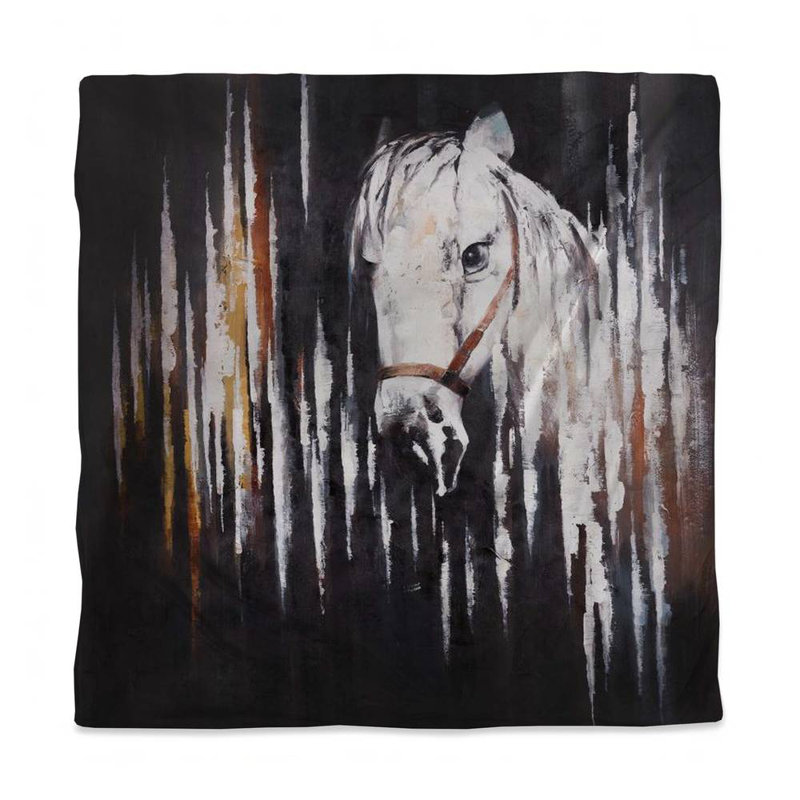 Rustic White Horse Duvet Cover - Elegant Bedroom Decor