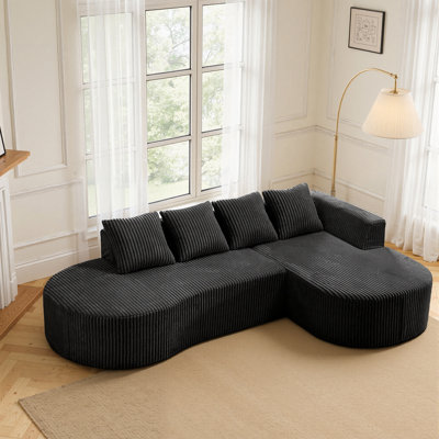 Boneless 113.4" Modern Curved Cloud Couch, Chenille Boneless Couches For Living Room With Deep Seat, Memory Foam Compressed Modular Sectional Sofa, No Assembly Required