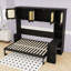 Lit escamotable double en bois avec bureau intégré-1832786050