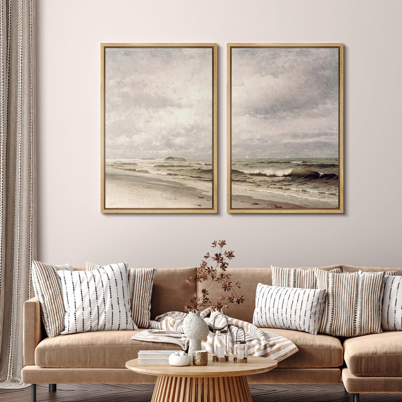 «Dynamic Oceanfront Vibrant Seashore», 2 pièces sur toile, Naturel, H 36 po x l 48 po