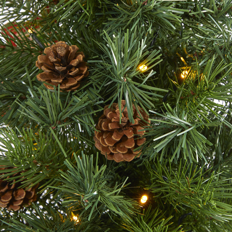 Sapin de Noël vert artificiel avec lumières blanches claires, H 3 pi