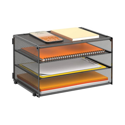 3-Tier Paper Tray Storage Rack, Metal Mesh Storage Box, Desktop Organizers And Accessories