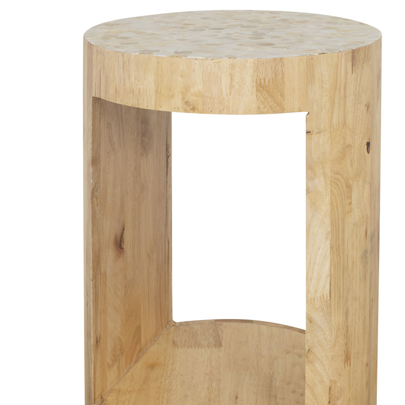 Ayona Beige Capiz And Wood Side Table