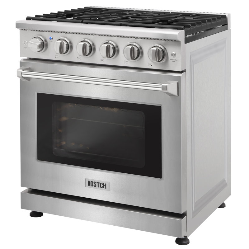 KOSTCH 30" 4.55 Cubic Feet Liquid Propane Free Standing Range, Stainless Steel