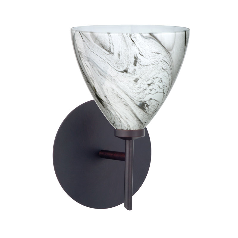 Mia Armed Sconce, Bronze, Marble Grigio, Incandescent