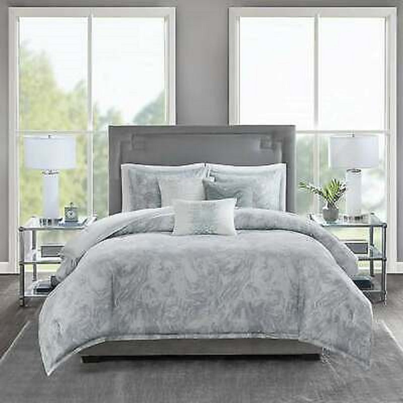 Orren Ellis Emory, 6 pièces Ensemble de couette, double / grand 90 x 90, gris marbré