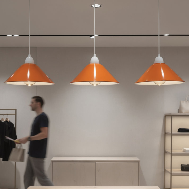 10cm H Metal Cone Lamp Shade, Orange