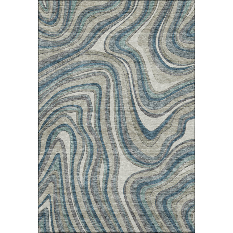 Premium Machine Washable Prisco Teal Rug
