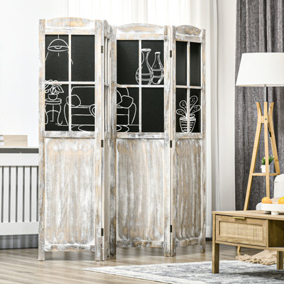 Paravent pliant Style, panneau de 4 panneaux noirs de 5,6 pi de hauteur, cloison en bois portable pour cloisons de chambre à coucher, bureau personnel