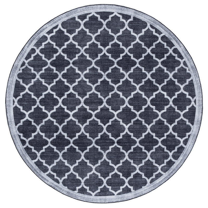 Tradell Machine Washable Performance Geometric Rug, Round 6'
