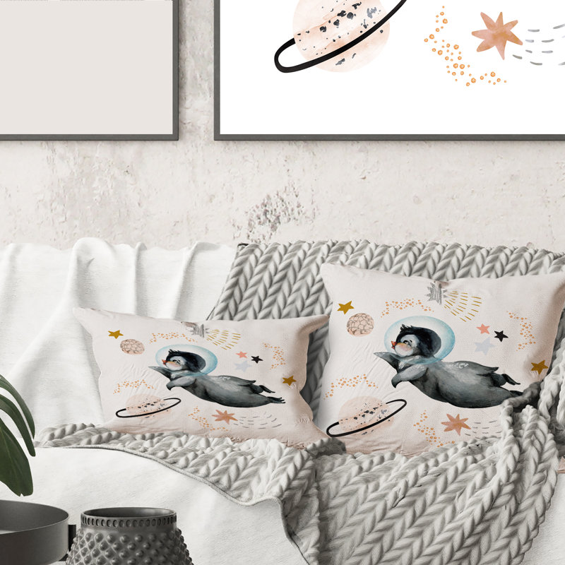 Housse et insert de coussin carré Little Penguin Flying Stars and Planets II, 18" x 18"